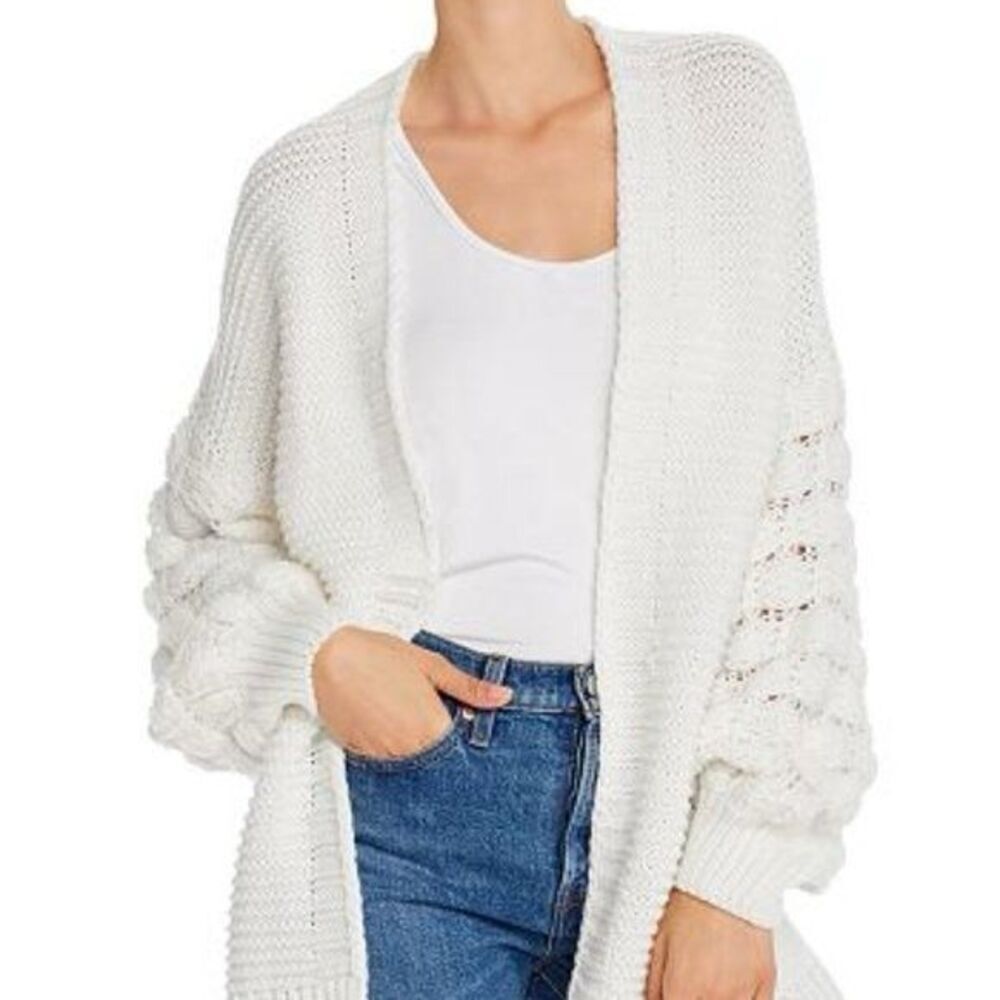Harper Heritage size M loose weave oversized balloon popcorn sleeves cardigan.